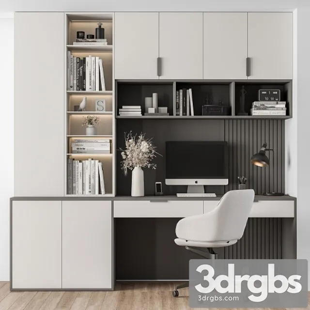 Home Office White Table Office Furniture 260 3dsmax Download