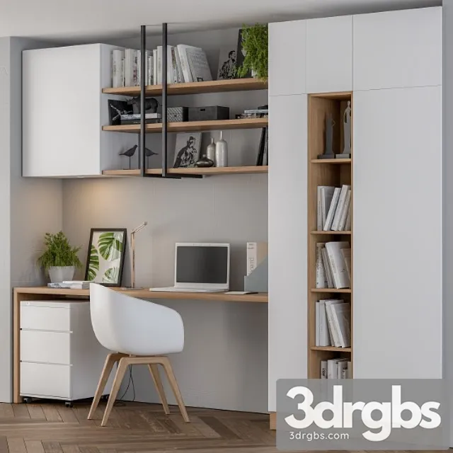 Home office white wood 2 3dsmax Download