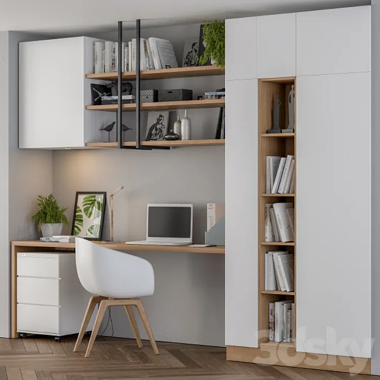 Home office white wood 3DS Max