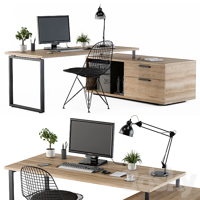 Home Office Wooden Loft style 3ds Max
