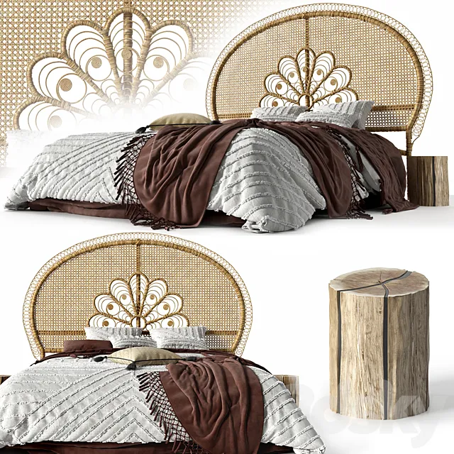 Home Republic Francis Rattan Honey Bedhead 3ds Max