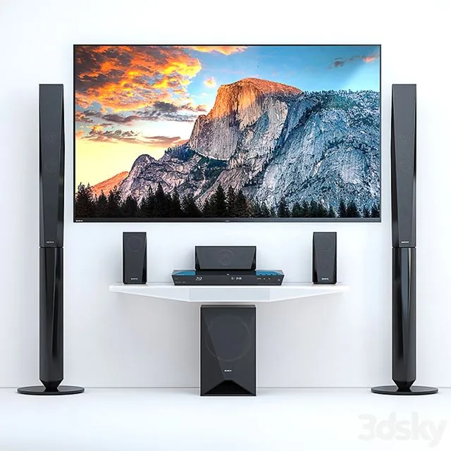 Home theater Sony BDV-E4100 + TV Sony AF8 3dsMax Model