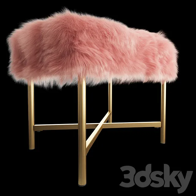 HomePop Decorative Faux Fur Square Ottoman 3DS Max Model