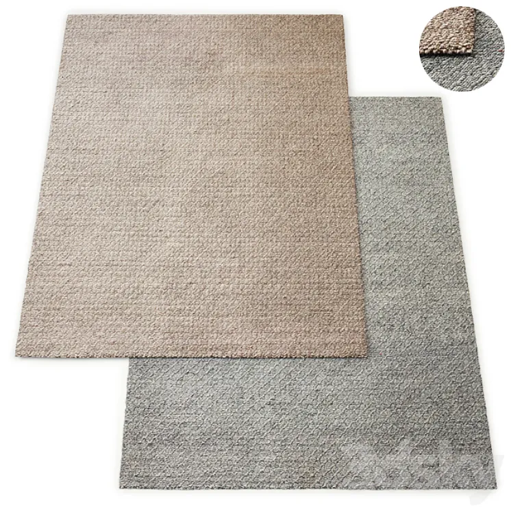 Honeycomb Handwoven Wool Flatweave Rug RH Collection 3DS Max