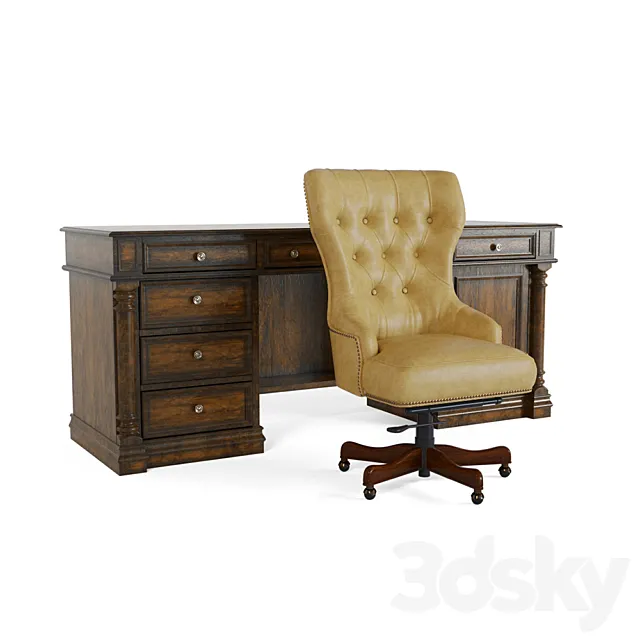 Hooker desk and chair 3dsMax Model