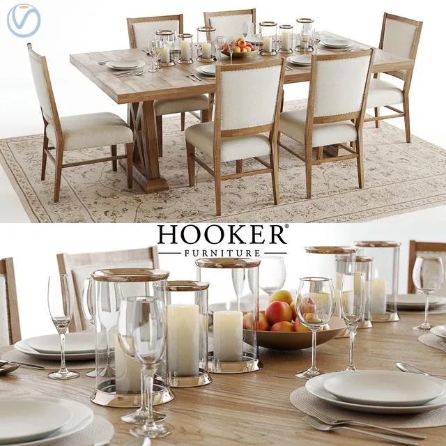 Hooker Geo Trestle and Stol Upholstered 3dsMax Model