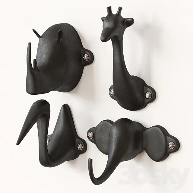 Hooks-safari _ elephant giraffe rhino heron 3DS Max Model