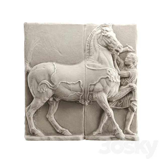 Horse and man wall classic relief 3ds Max