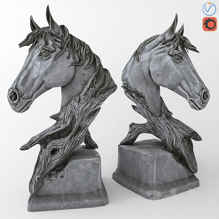 Horse Head Sculpture 3DS Max