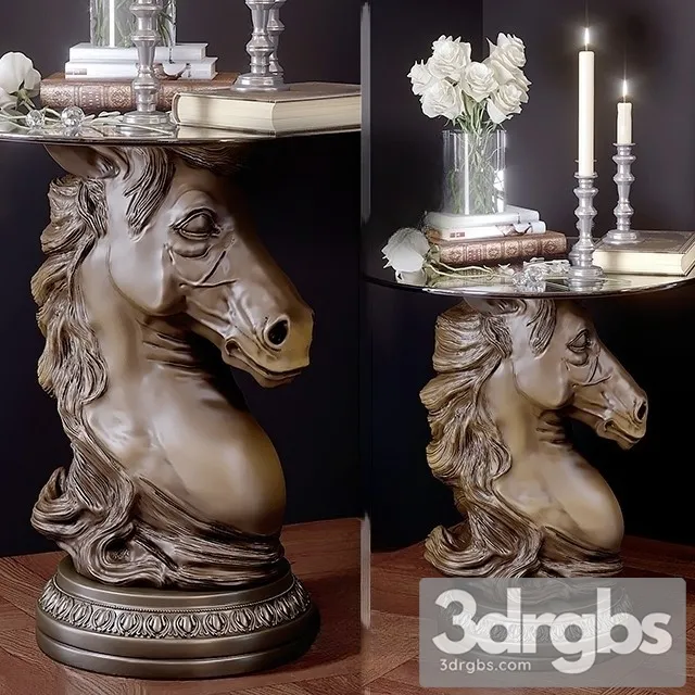 Horse Head Sculpture End Table Decorative Set 3dsmax Download