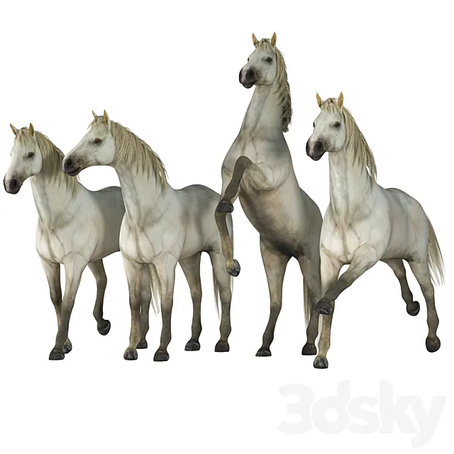 Horse in 04 Poses 3DS Max Model