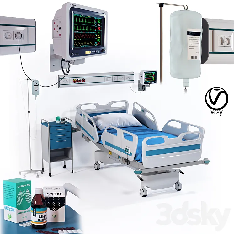 hospital patient electrical bed-vray 3DS Max Model