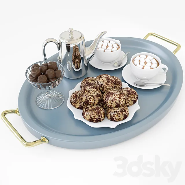 Hot chocolate on a tray 3DS Max Model