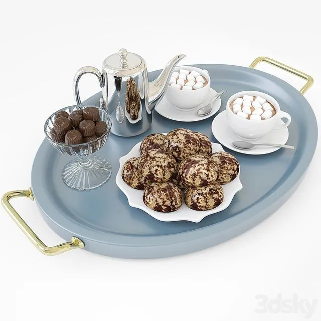 Hot chocolate on a tray 3dsMax Model