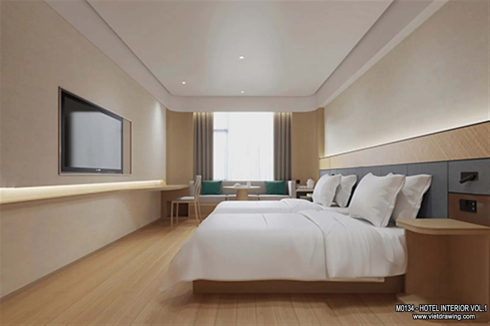 Hotel – Bedroom – 3D Interior Scene – 3D Models – 012