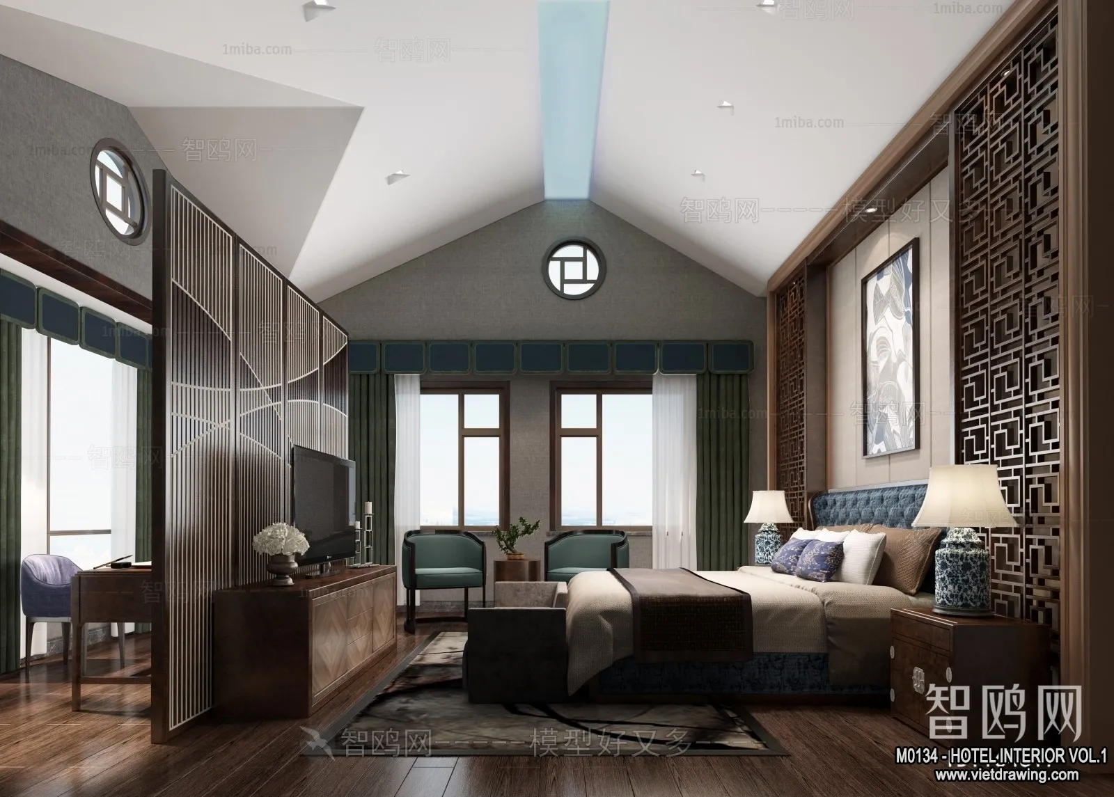 Hotel – Bedroom – 3D Interior Scene – 3D Models – 016