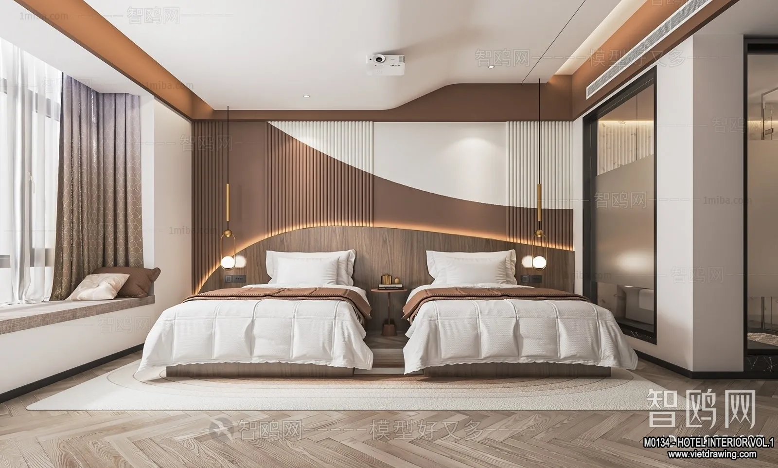 Hotel – Bedroom – 3D Interior Scene – 3D Models – 017