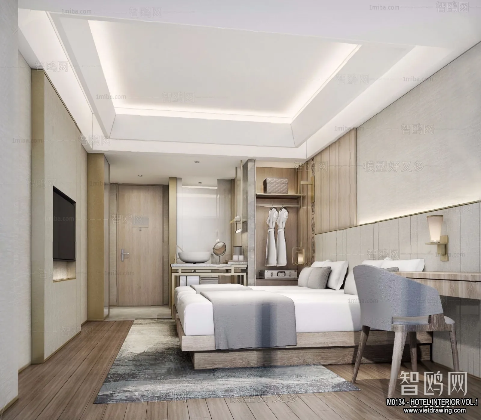 Hotel – Bedroom – 3D Interior Scene – 3D Models – 020