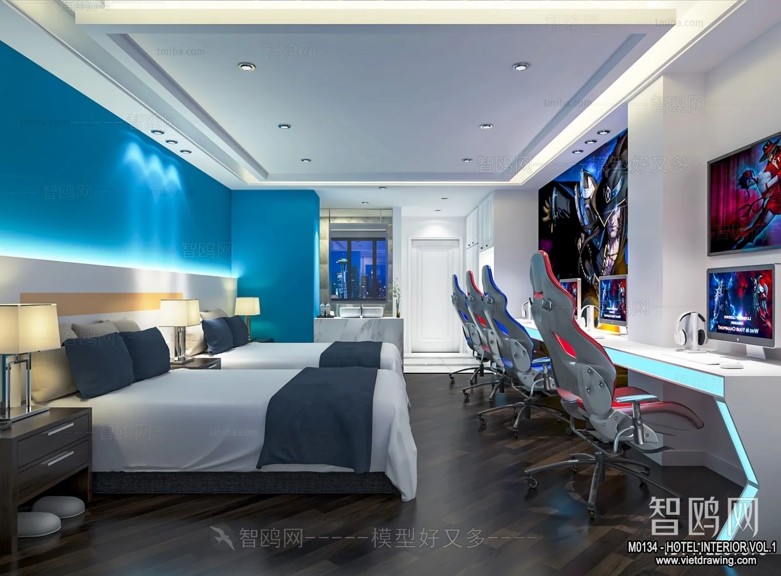 Hotel – Bedroom – 3D Interior Scene – 3D Models – 025