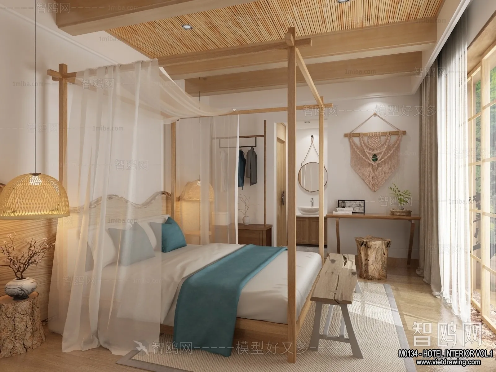 Hotel – Bedroom – 3D Interior Scene – 3D Models – 028