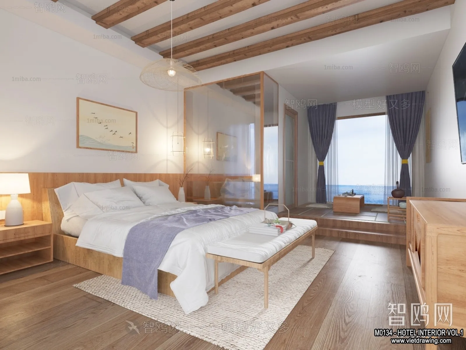 Hotel – Bedroom – 3D Interior Scene – 3D Models – 030