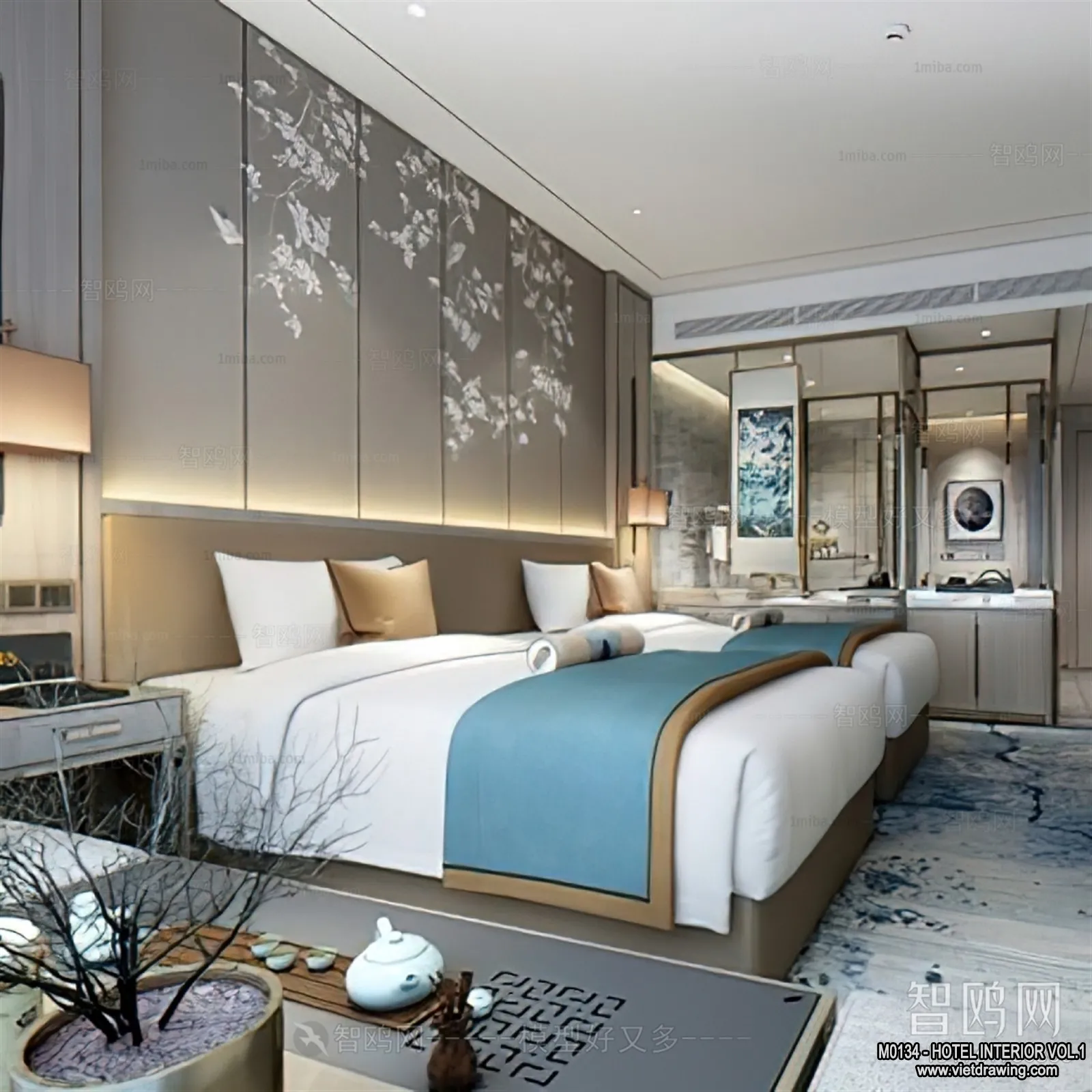 Hotel – Bedroom – 3D Interior Scene – 3D Models – 034