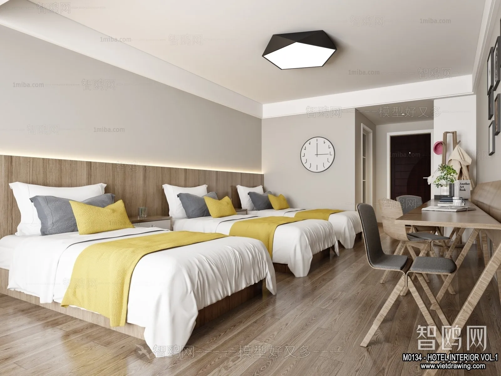 Hotel – Bedroom – 3D Interior Scene – 3D Models – 035