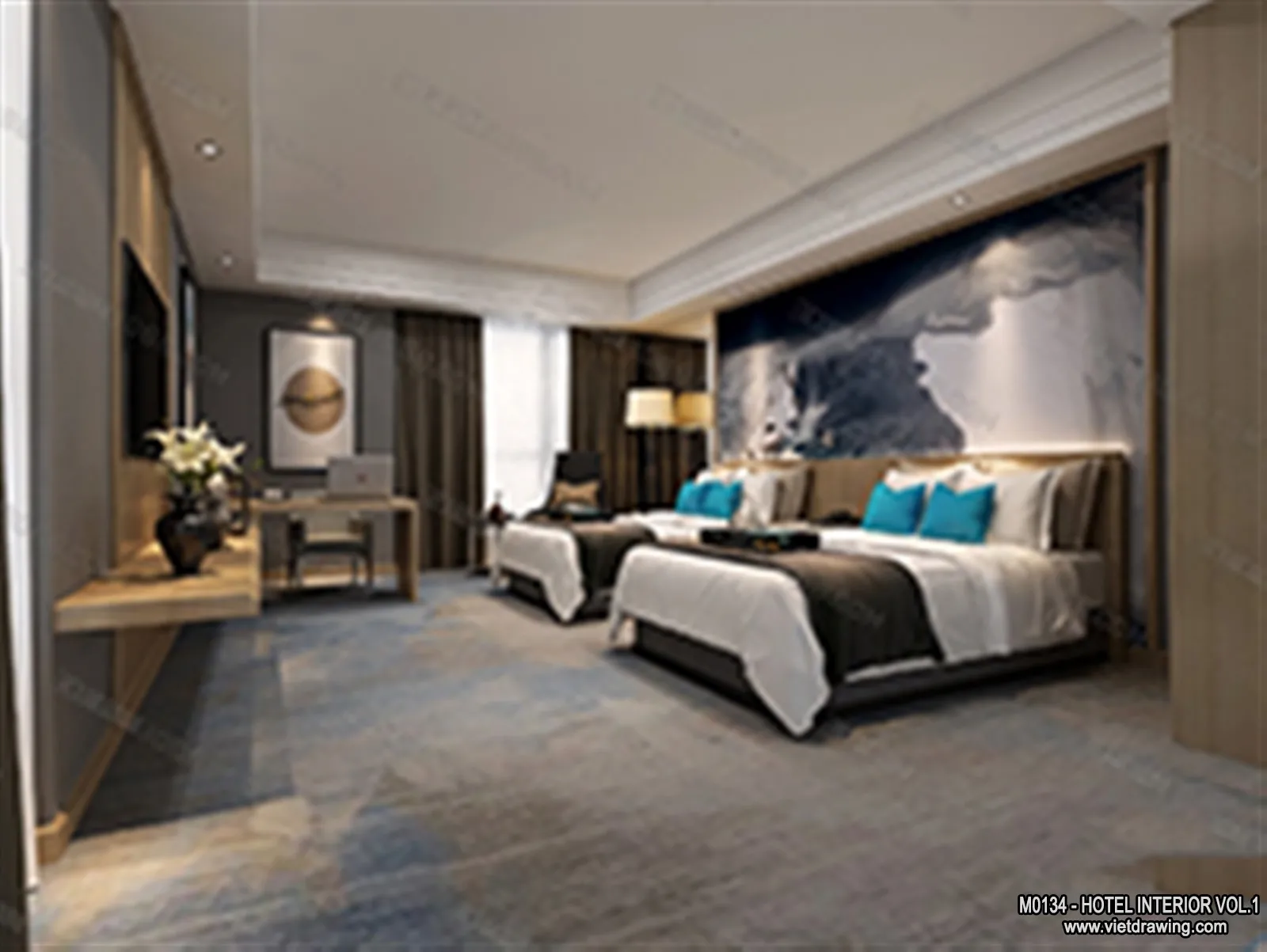 Hotel – Bedroom – 3D Interior Scene – 3D Models – 037