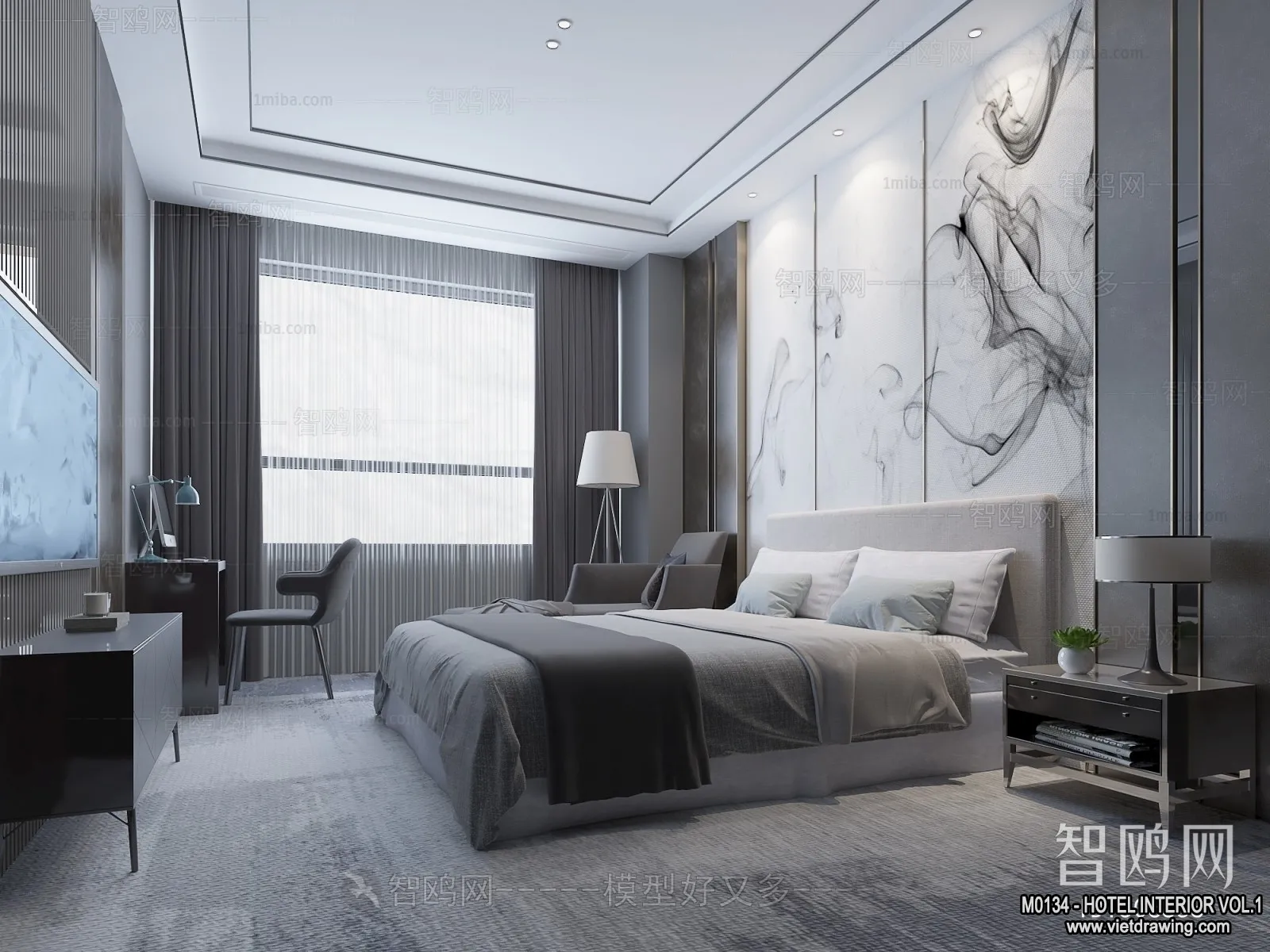 Hotel – Bedroom – 3D Interior Scene – 3D Models – 039