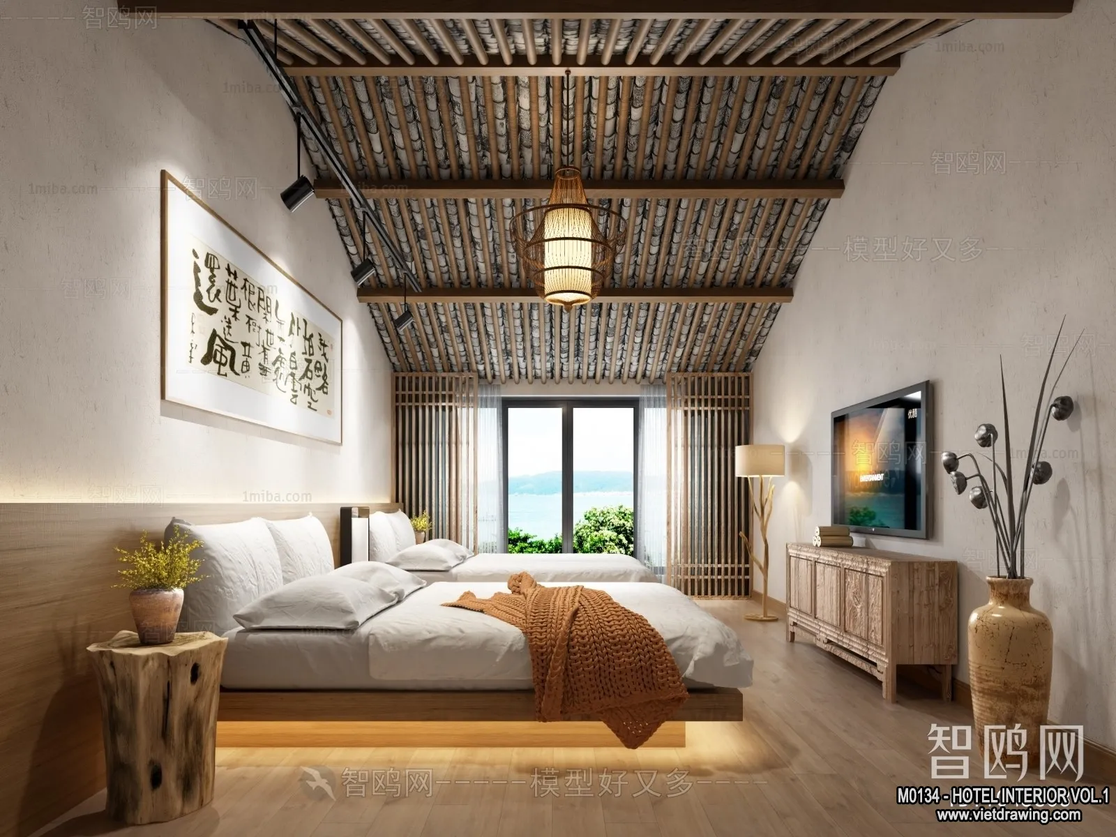 Hotel – Bedroom – 3D Interior Scene – 3D Models – 043