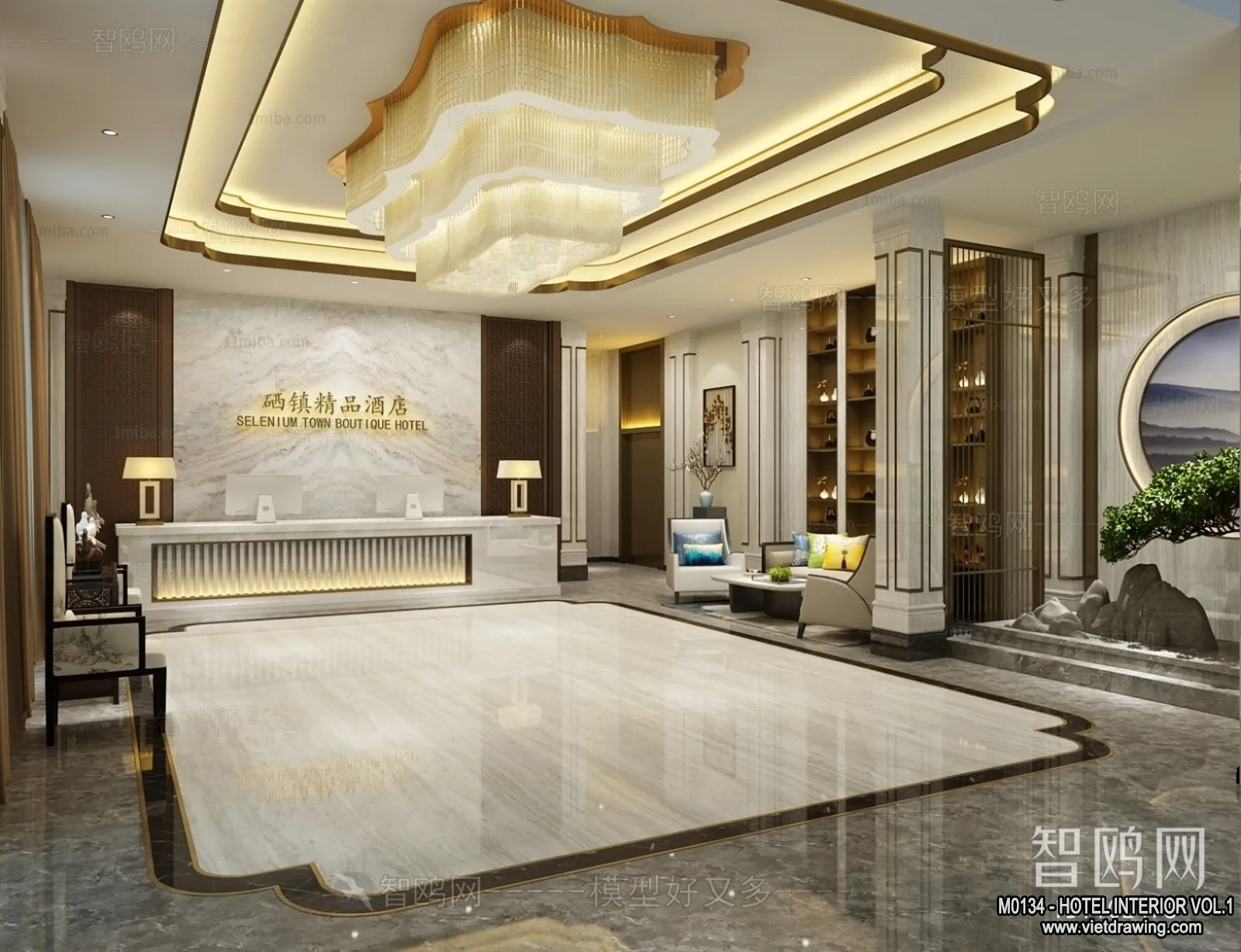 Hotel – Lobby – 3D Interior Scene – 3D Models – 442