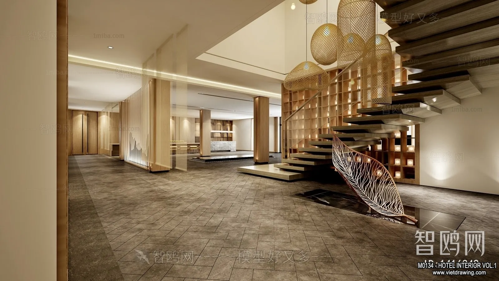 Hotel – Lobby – 3D Interior Scene – 3D Models – 446