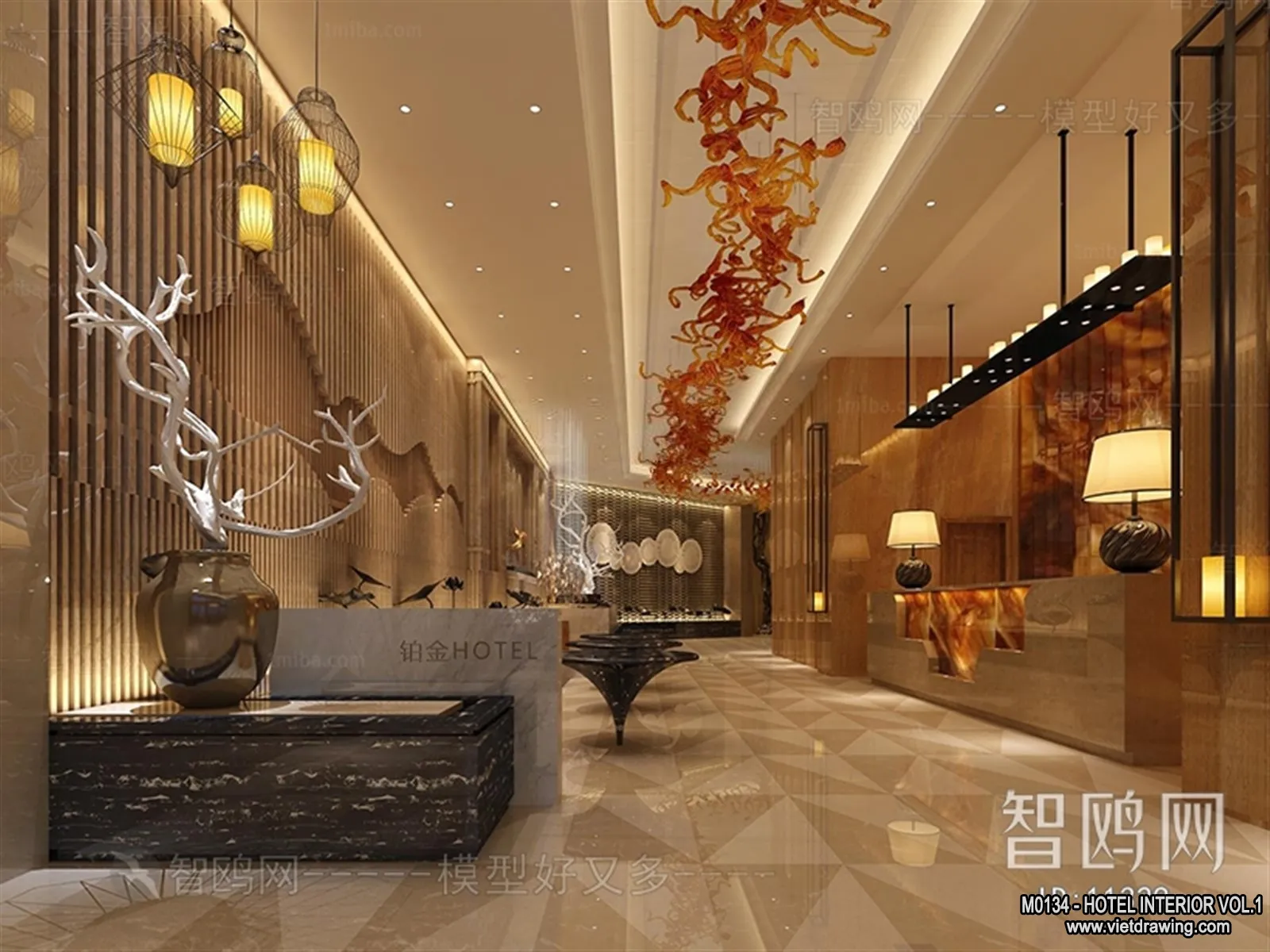 Hotel – Lobby – 3D Interior Scene – 3D Models – 454