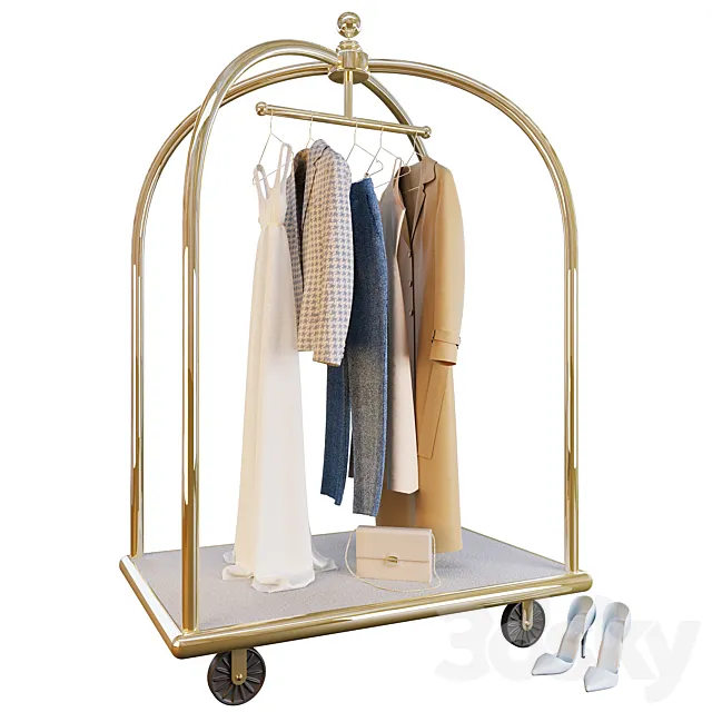 Hotel trolley with clothes 3ds Max