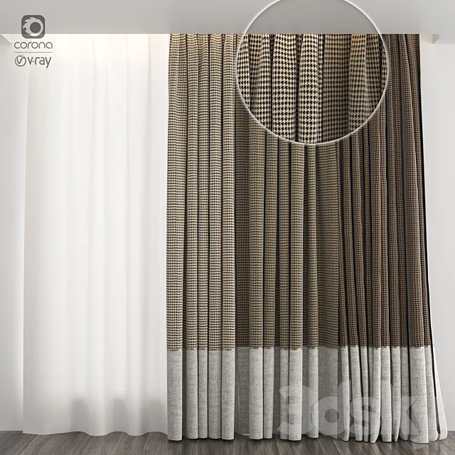 Houndstooth curtains 3DS Max Model