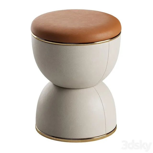 Hourglass Shaped Leather Pouffe Cesare 3dsMax Model