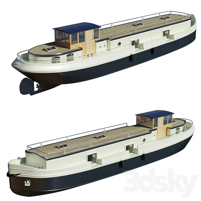 Houseboat barge 3ds Max