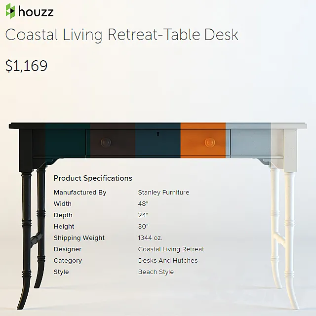 houzz _ Coastral Living-Retreat Table Desk 3DSMax File