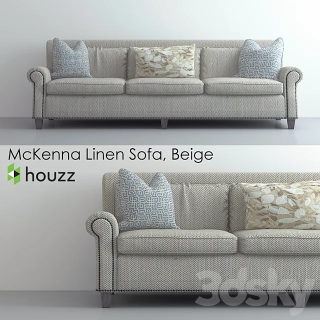 Houzz McKenna Linen Sofa 3ds Max