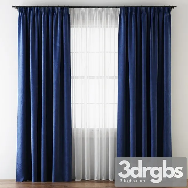 Hovering velvet tape curtains with tulle 3dsmax Download