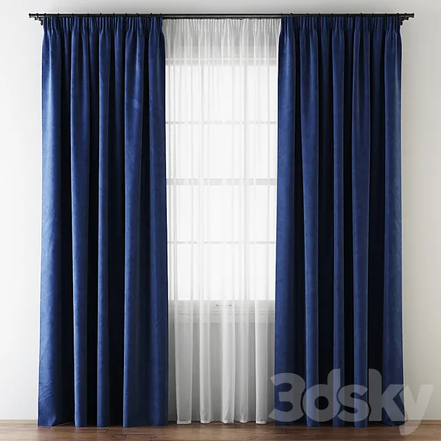 Hovering Velvet Tape Curtains with Tulle 3DSMax File