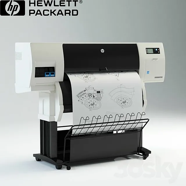 HP Designjet T7100 Printer – plotter 3DS Max Model