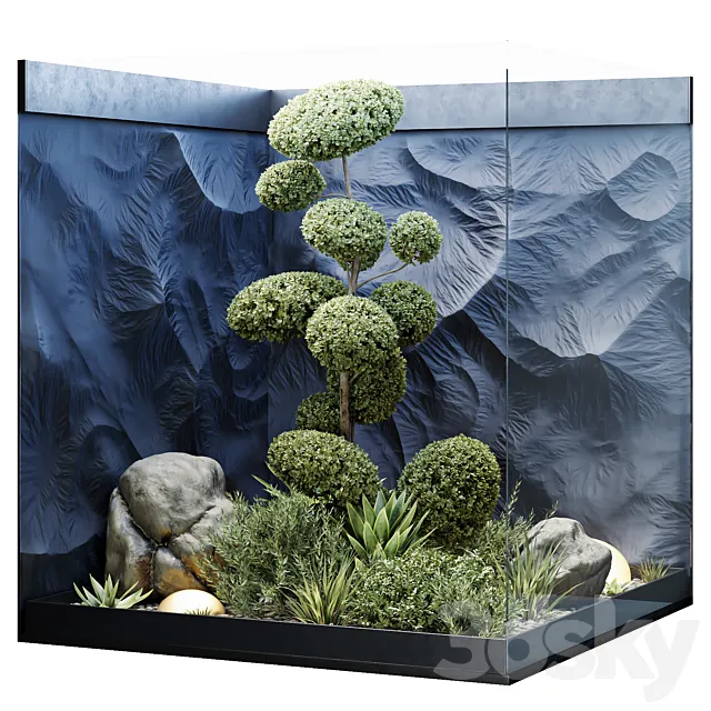 HQ Plants Indoor Set Box Glass 3ds Max