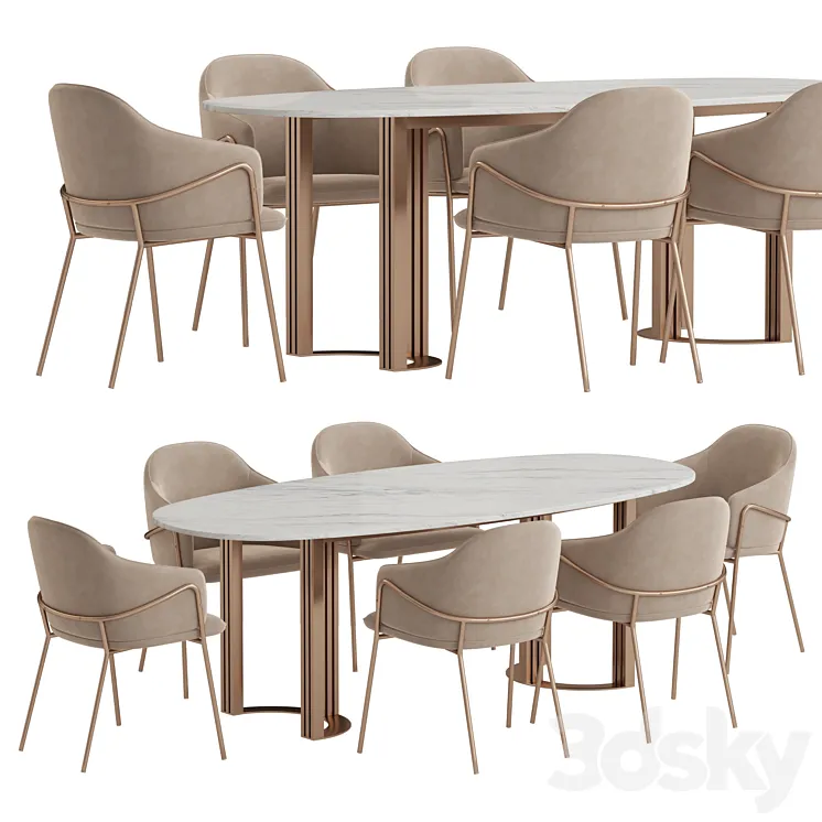 Hudkoff Lord table Stanley chair dining set 3DS Max Model