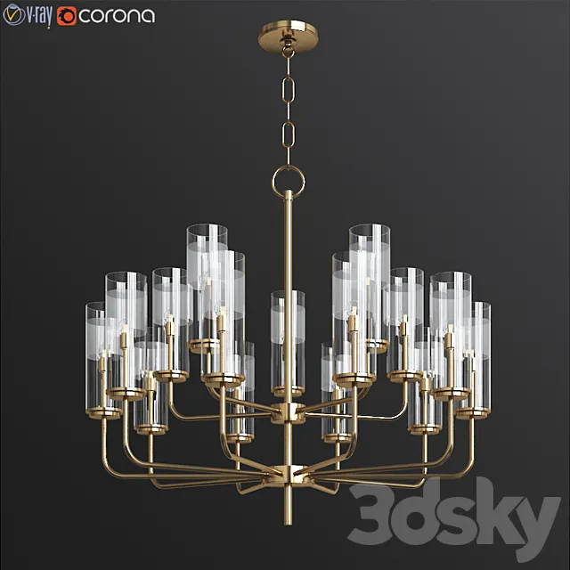 Hudson Valley Wentworth 31 inch Wide Aged Brass Chandelier 3ds Max