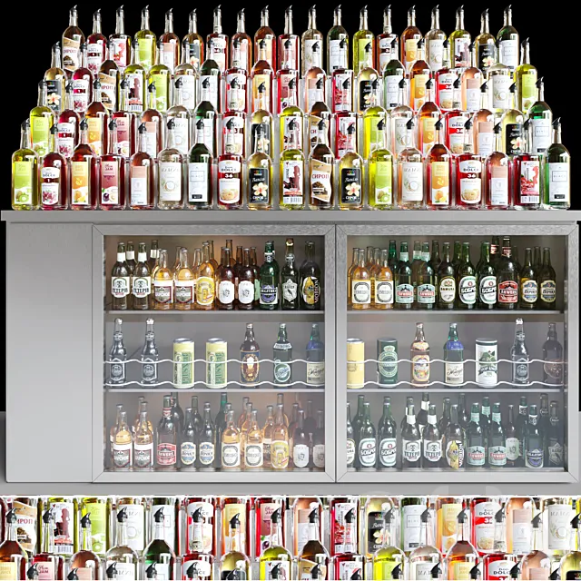 Huge bar with a large selection of alcohol. Cocktail 3DSMax File