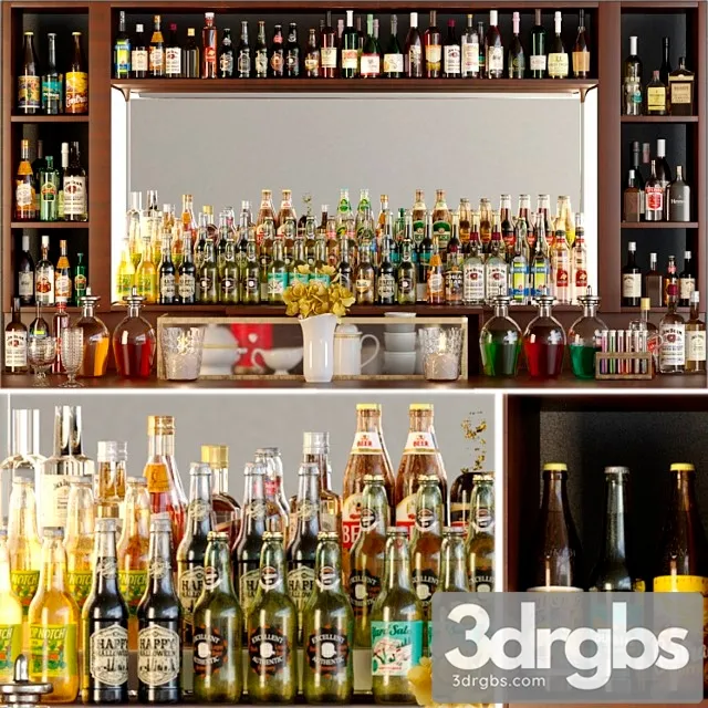 Huge bar with alcohol. pub 3dsmax Download