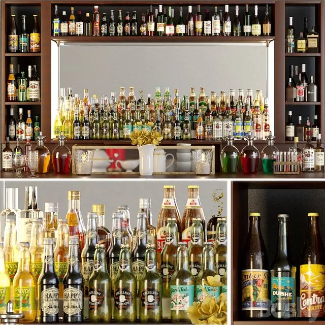 Huge bar with alcohol. Pub 3dsMax Model