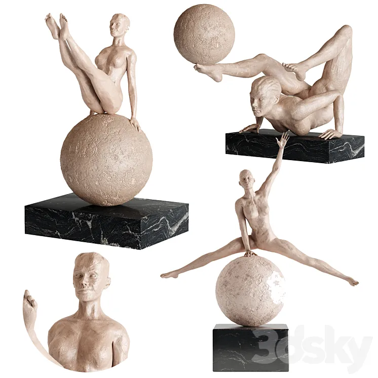Human Sculptures 12(Girls With Balls) 3DS Max