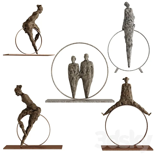 Human Sculptures 15 in circles 3ds Max